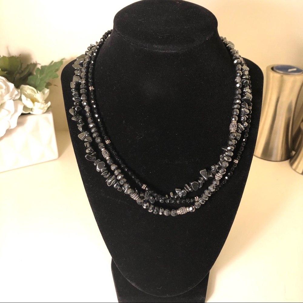 Silpada 3 strand black onyx and hematite necklace